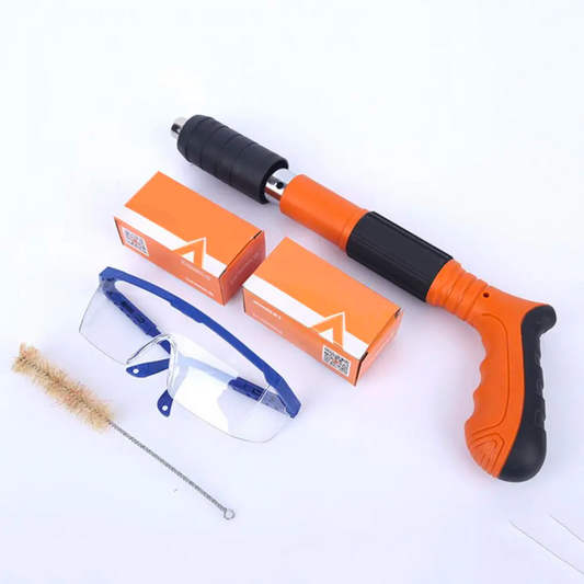 Batteridrevet 3-i-1 festepistol + 100 betongspiker